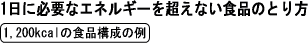 1日に必要なエネルギーを超えない食品のとり方～1,200kcalの食品構成の例～